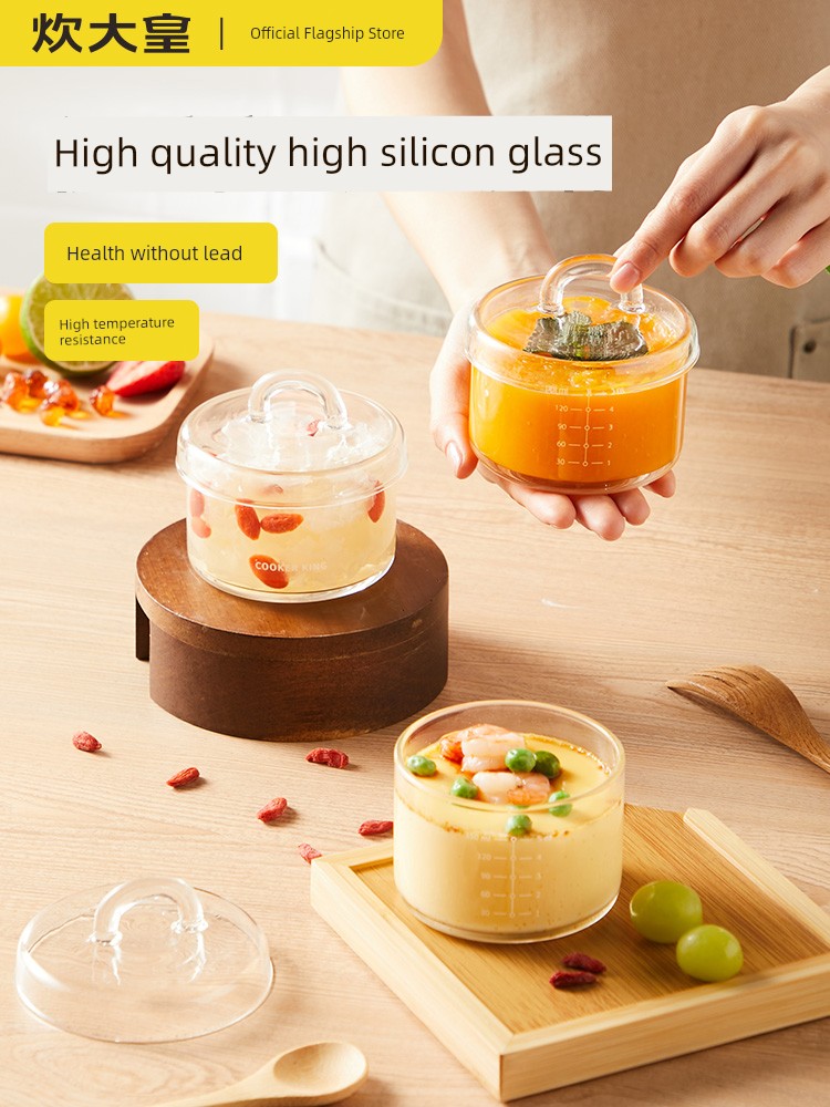 Cooker King For Home Glass Cubilose Stewing Tureen Steamed Egg Bowl
