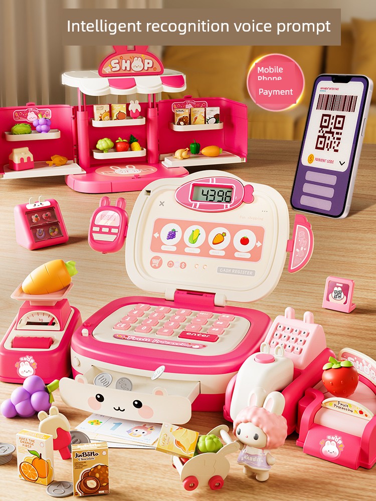Kids Supermarket Cash Register Toy Puzzle Artificial Play House Baby Boys and Girls 3 Years Old Birthday Gift 5 Pieces 6