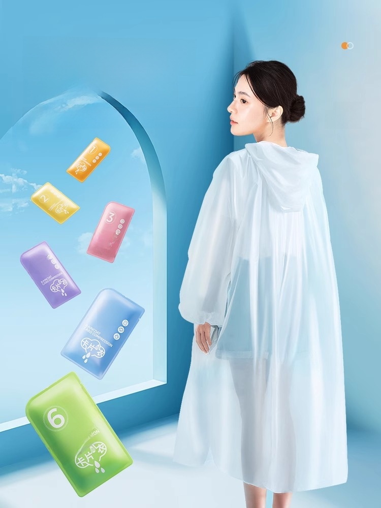 Disposable Card Rain Coat Set Shoe Cover Booties Long Thickened Adult and Children Separates Compression Portable Poncho Waterproof