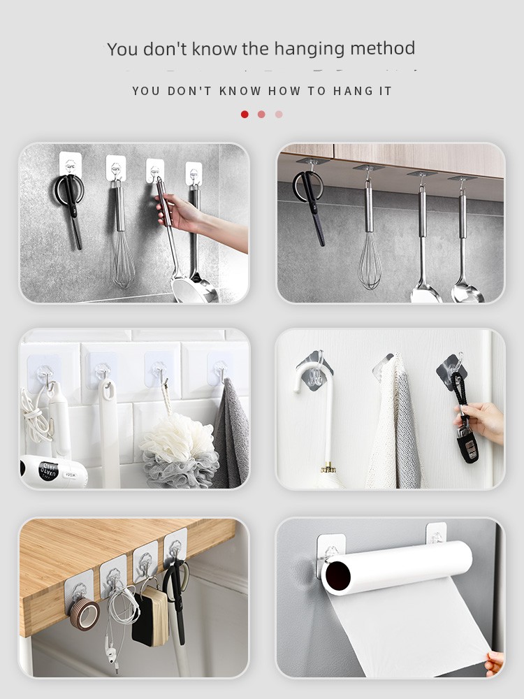 Hook Strong Adhesive Wall Hanging Load-Bearing Transparent Non-Marking Hook Wall Punch-Free Hook Sticky Hook