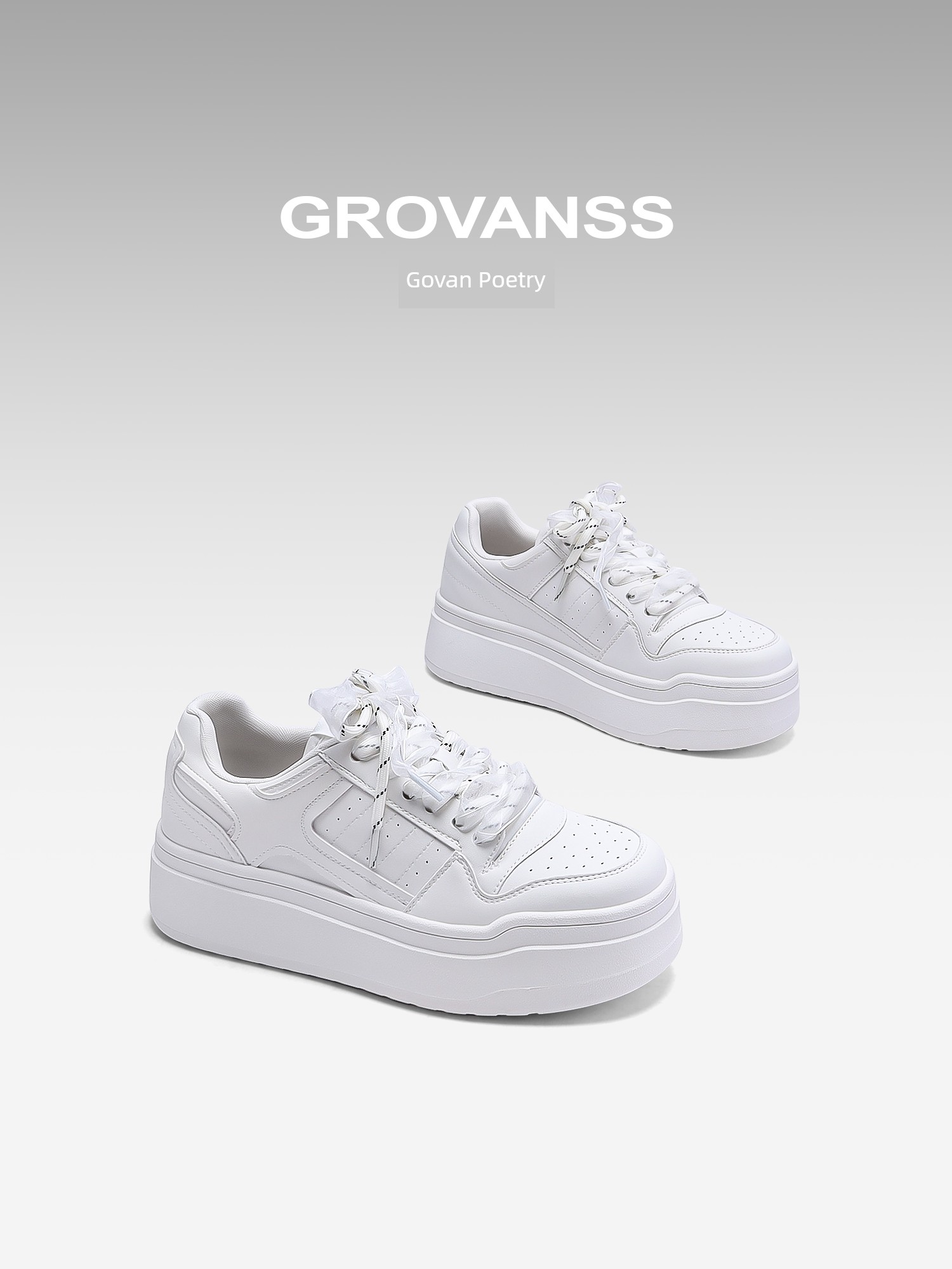 Goldfarm Poetry Platform White Shoes Women's 2025 Early Spring New Arrival Genuine Leather Portable All-Match Height Increasing Brushed Casual Board Shoes