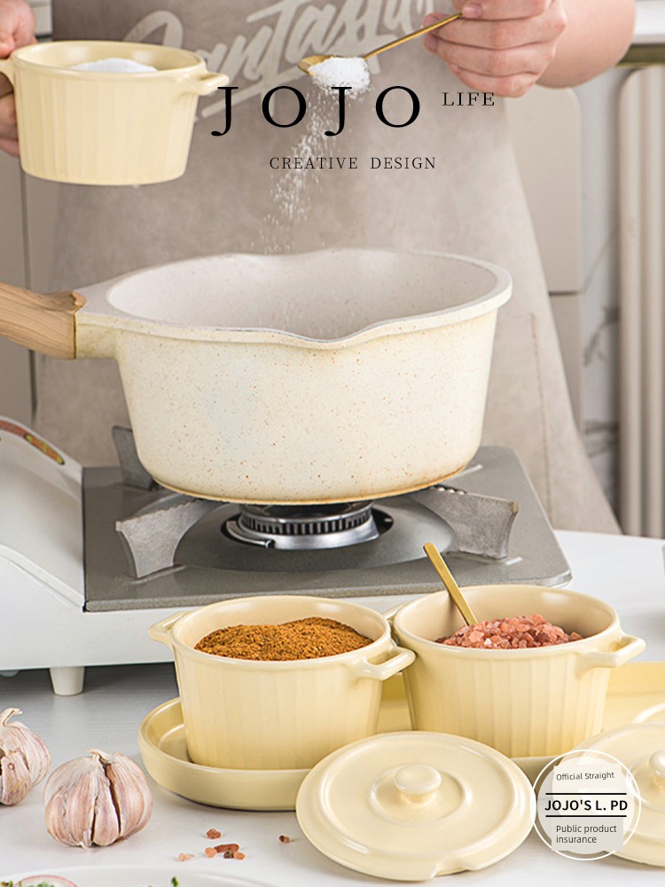 Jojo's L. Pd. Mr. Grocery. Seasoning Box Ceramic Good-looking Double Ears with Lid Seasoning Box | Tangyue
