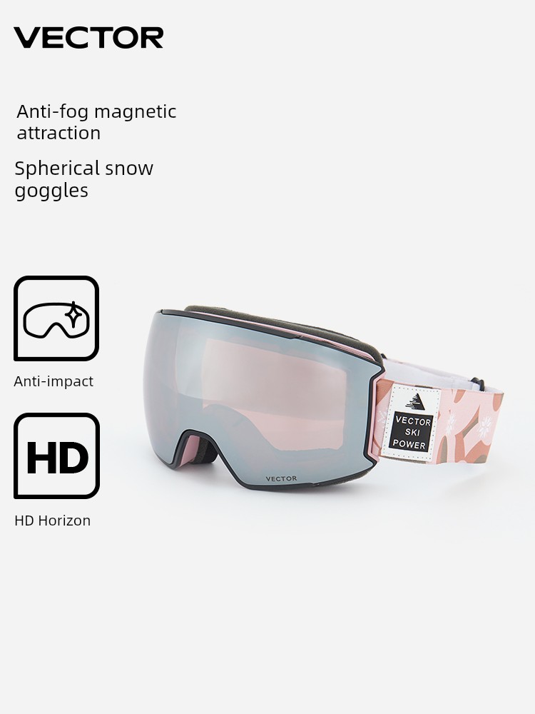 Vector Adult Ski Goggles Women's Double-Layer Spherical Large View Anti-Fog HD Goggles KOCA Myopia Glasses