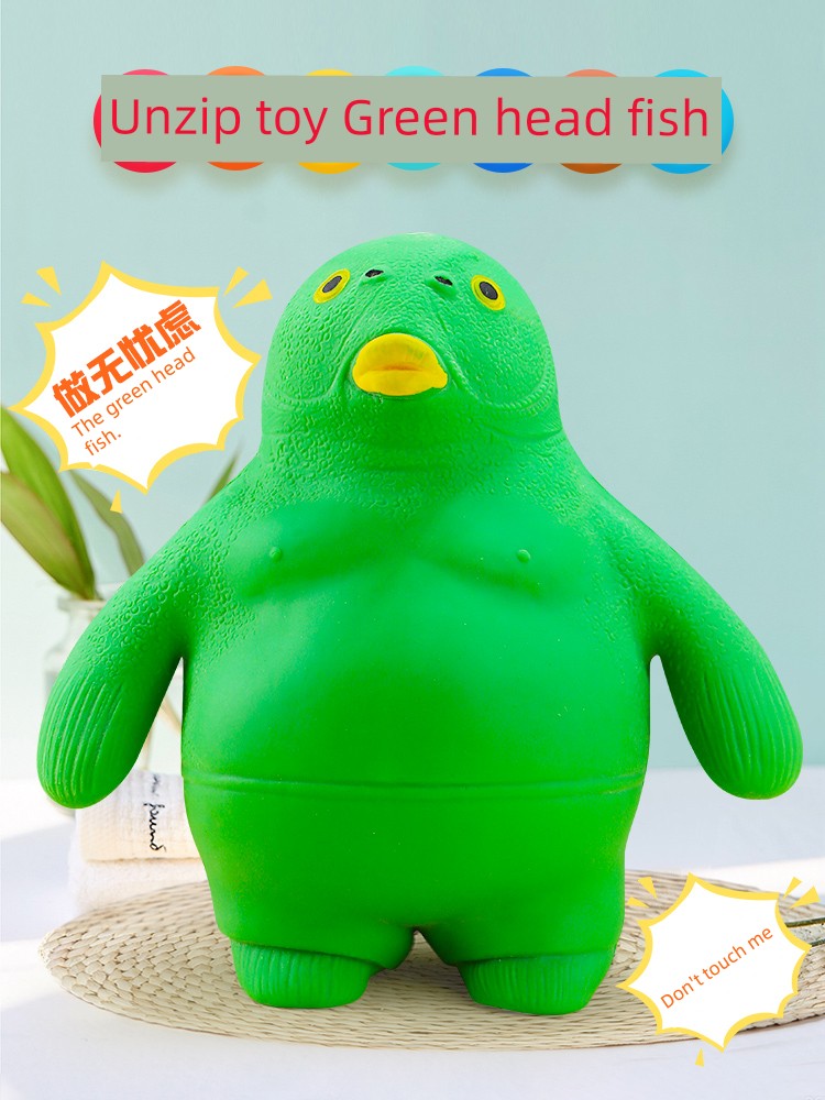 Green Head Fish Decompression Pinch Lewang Red Fun Dull Head Fish Monster Useful Tool for Pressure Reduction Funny Gorilla Vent Toy