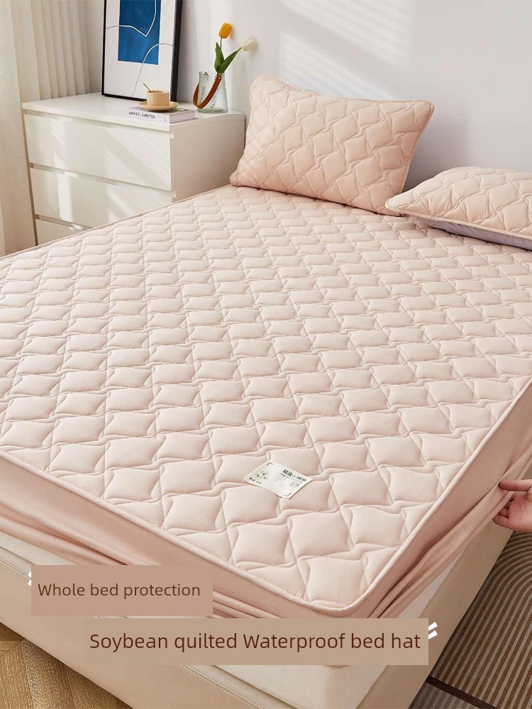 Soybean Fiber Quilted Waterproof to Prevent Leakage of Urine Fitted Sheet One-Piece Thickened Winter Simmons Mattress Protective Cover Dirt-Proof Cover All Year Round