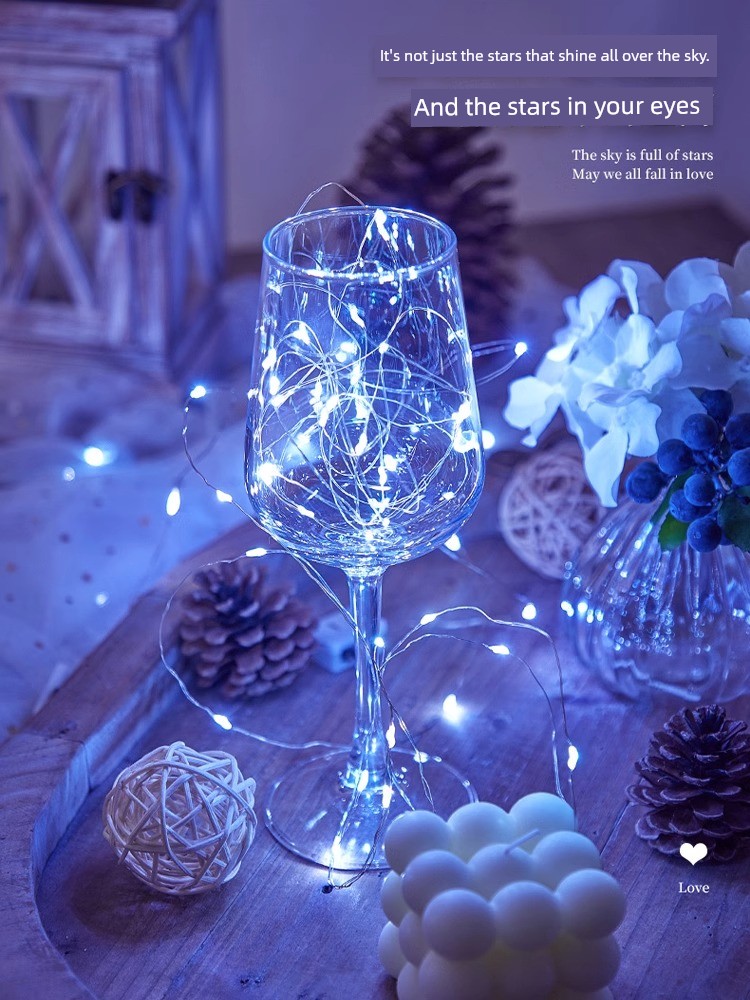 Night Market Stall Stall Trunk Fresh Bouquet Atmosphere Decoration Led Copper Wire Light Colored Lantern Flashing String Starry Sky