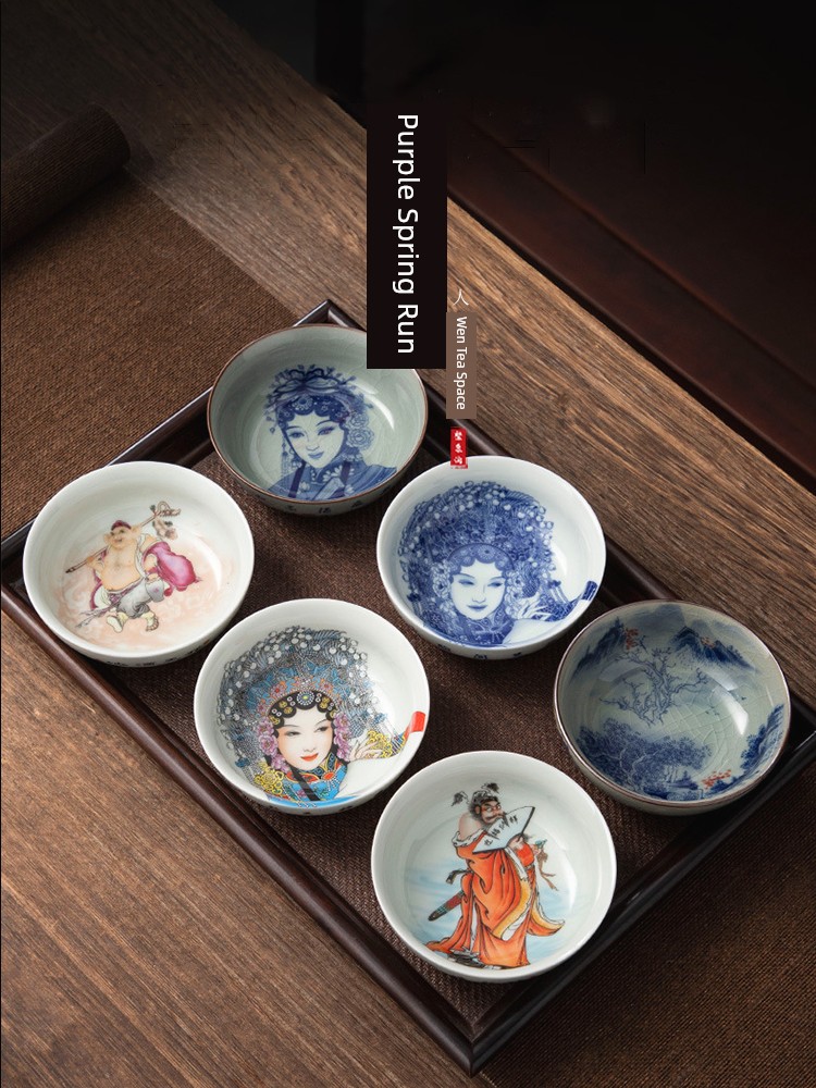 Jojo's L. Pd. Ziquan Jian. Blue and White Porcelain Master Cup Single Cup Personal Dedicated Kung Fu Tea Bowl | Jim Beam