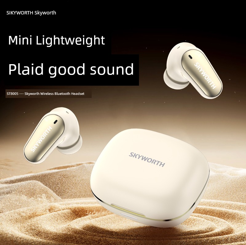 Skyworth Bluetooth Headset 2024 New Arrival Wireless Mini Plaid in-Ear Noise Reduction Running Sports for Apple Android