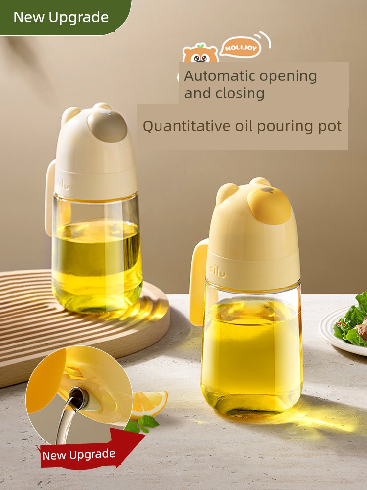 Oiler Kitchen For Home Non-Oil-Stick Automatic Opening and Closing Large Capacity Soy Sauce and Vinegar Cooking Wine Leakproof Oil Pot Pot Glass Oil Bottle