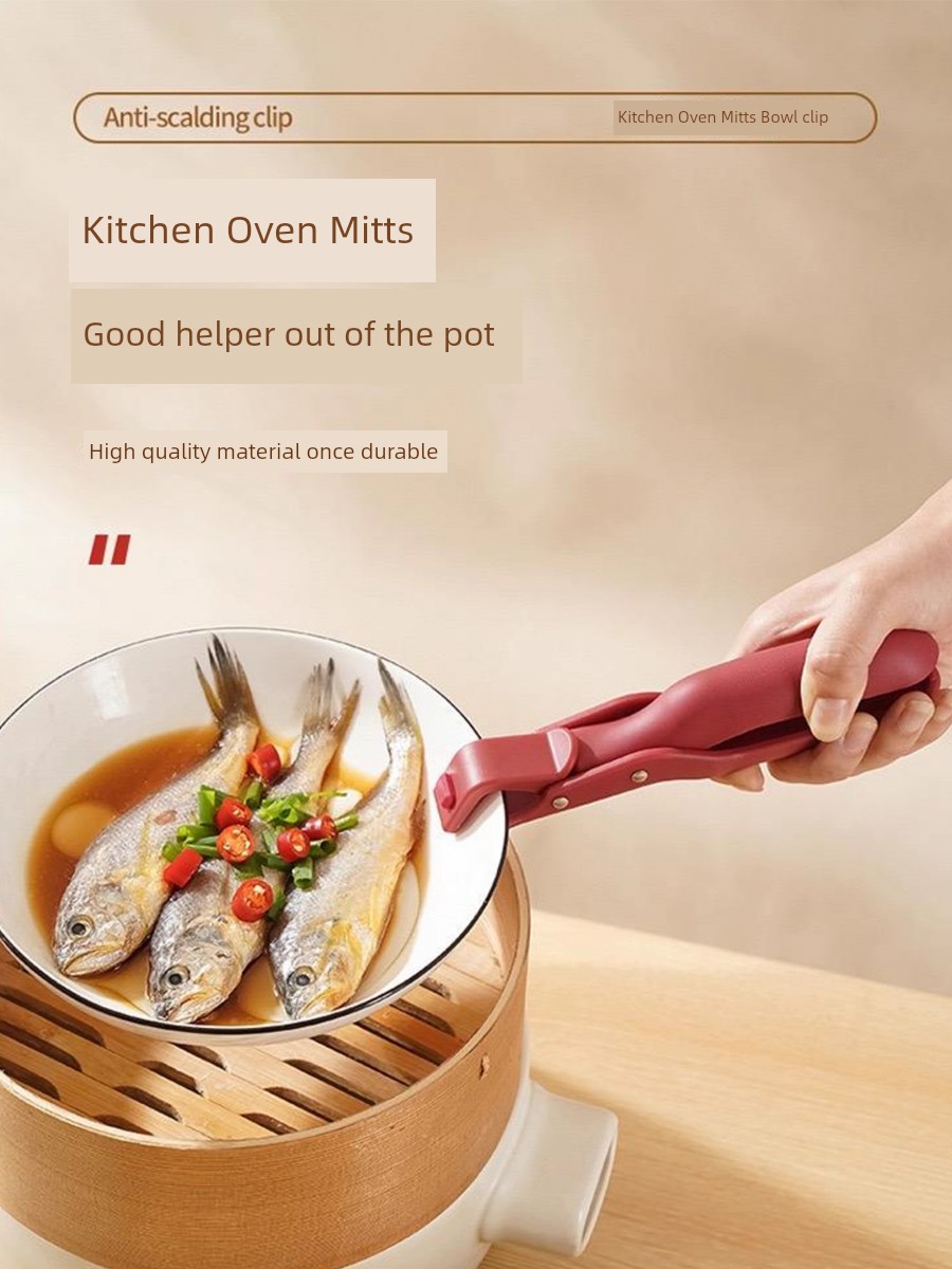 Silicone Bowl Clip For Home Kitchen Oven Serving Food Anti-Scalding Clip Plate Clip Non Slip Bowl Holder Basin Bowl Clip Double Handle Clip