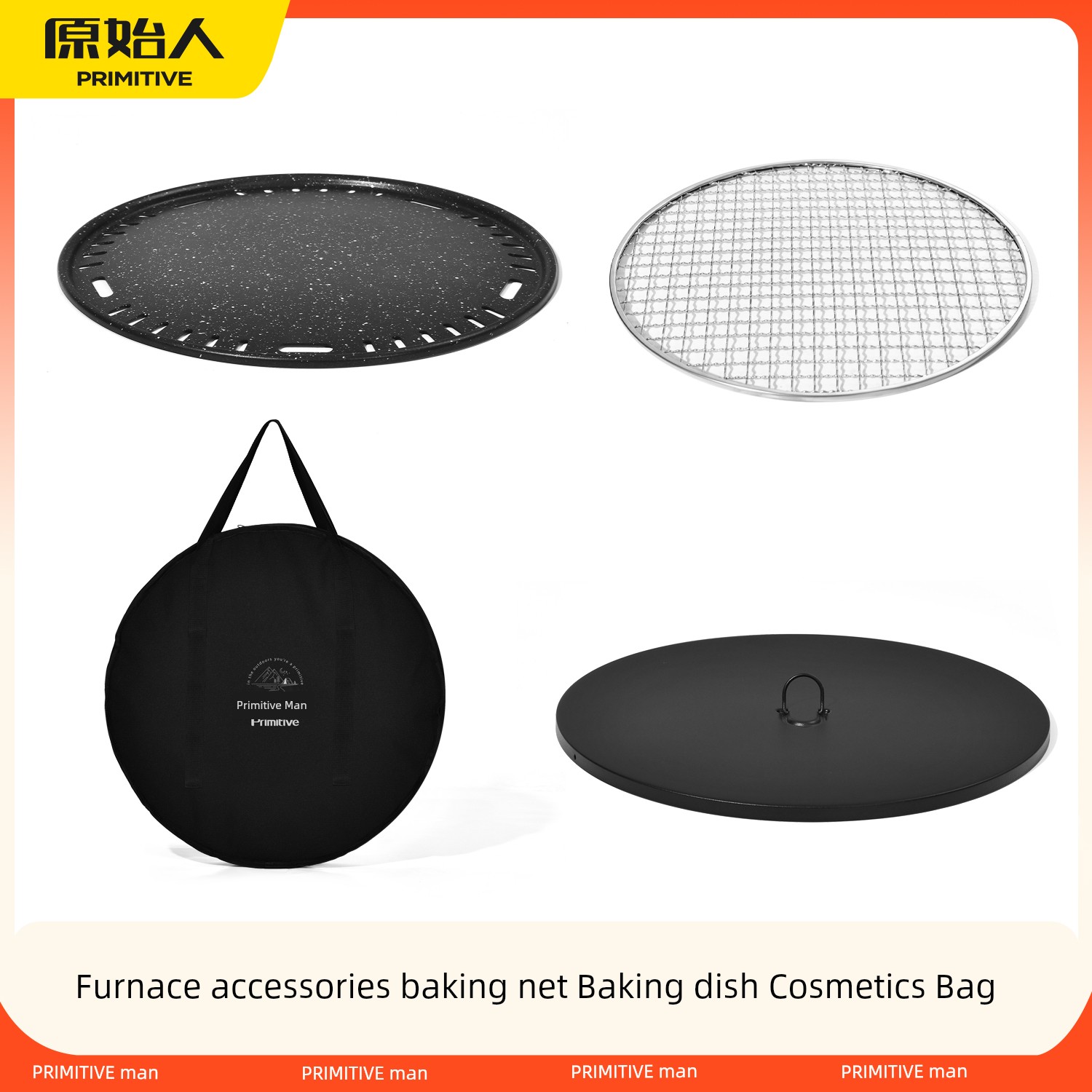 Primitive Man Stove for Tea, Bold BBQ Grill Charcoal Stove Net round 304 Stainless Steel Barbecue Wire Mesh Non-Stick Fry Pan Leisure