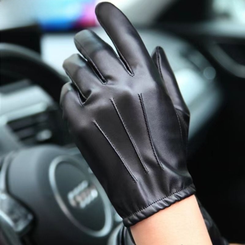 Fleece-lined Heattech Motorcycle Waterproof Sweat Absorption Leather Gloves