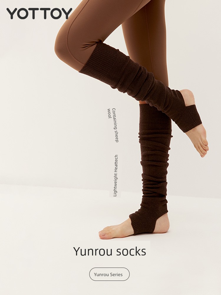 Yottoy Yoga Foot Sock Female Heattech Yoga Loose Socks Pilates Fitness Indoor Long Socks Sports Winter Thick