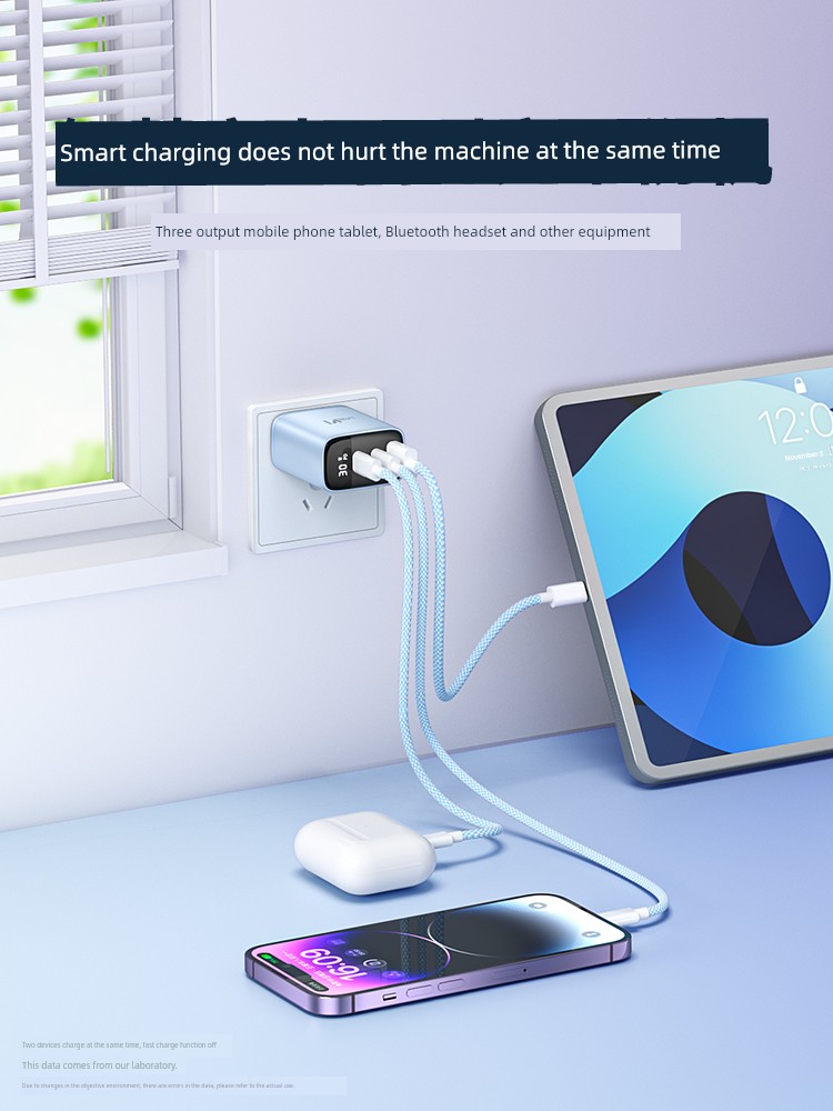 30W Three-Port Digital Display 33W Charging Plug Typec Multi-Port 20W Fast PD Charging USB for Huawei iPhone Charger Plug 5 V2A Neutral Flash 14pro Data Cable 13 Android