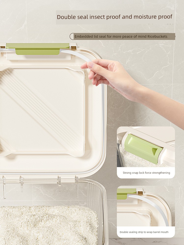 Taili Flour Storage Tank Sealed Barrel for Home Use Noodle Jar Insect-Proof Food Grade Rice Bucket Storage Rice Noodle Container