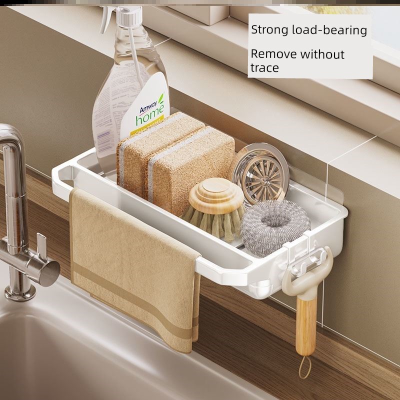Kitchen Rack Rag Drain Rack Faucet Wall-Mounted Storage Rack Punch-Free Dishcloth Storage Rack