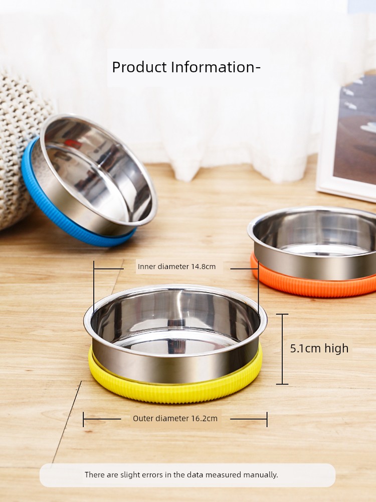 Dog Bowl Food Basin Stainless Steel Neck Protection Cat Drinking Bowl Non Slip Anti-Tumble Dog Food Rice Basin Cat Bowl Pet Supplies