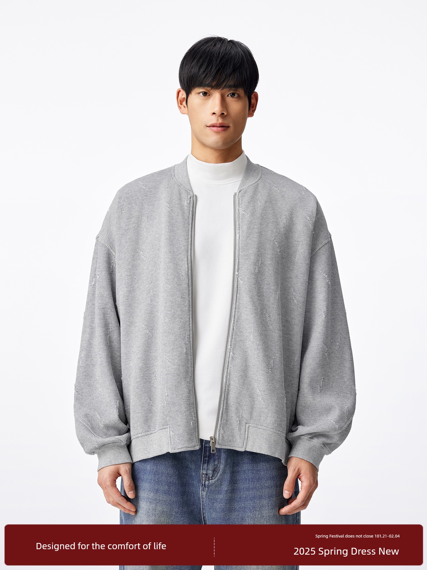 Bodydream BM New Arrival Baseball Collar Jacket Men Destruction Process Cardigan Loose Casual Knitting