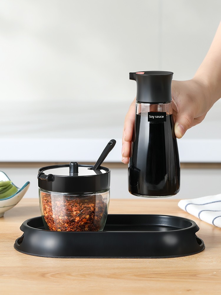 Japanese-Style Soy Sauce Spice Jar Cruet Set Commercial Restaurant Vinegar Glass Bottle Kitchen Oil Pepper Jar Moisture-Proof Seasoning Tank