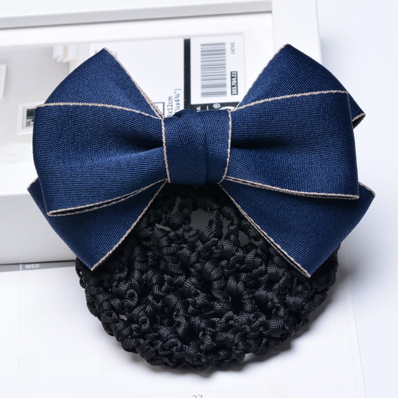 Headdress Flower Female Hairpin Headdress Hairnet Stewardess Nurse Updo Professional Fine Mesh Butterfly 2024 Stripes Gingham