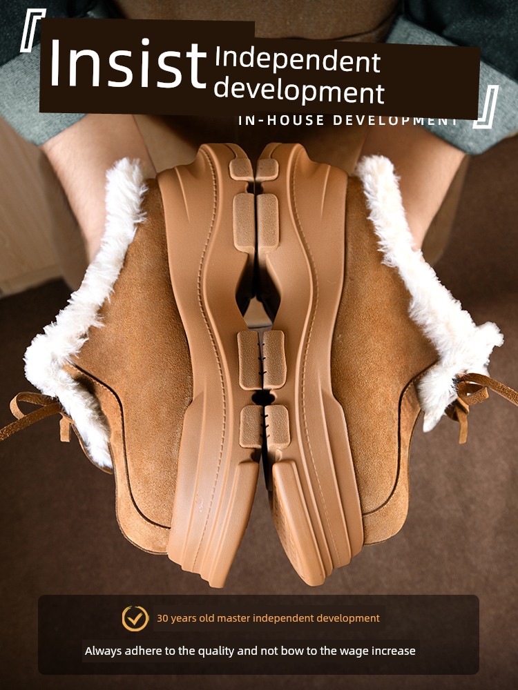 H8 Platform Snow Boots Men's and Women's Plus Size Waterproof Winter Fleece-lined Baotou Cute Cotton Slippers Men Insulated Cotton-Padded Shoes