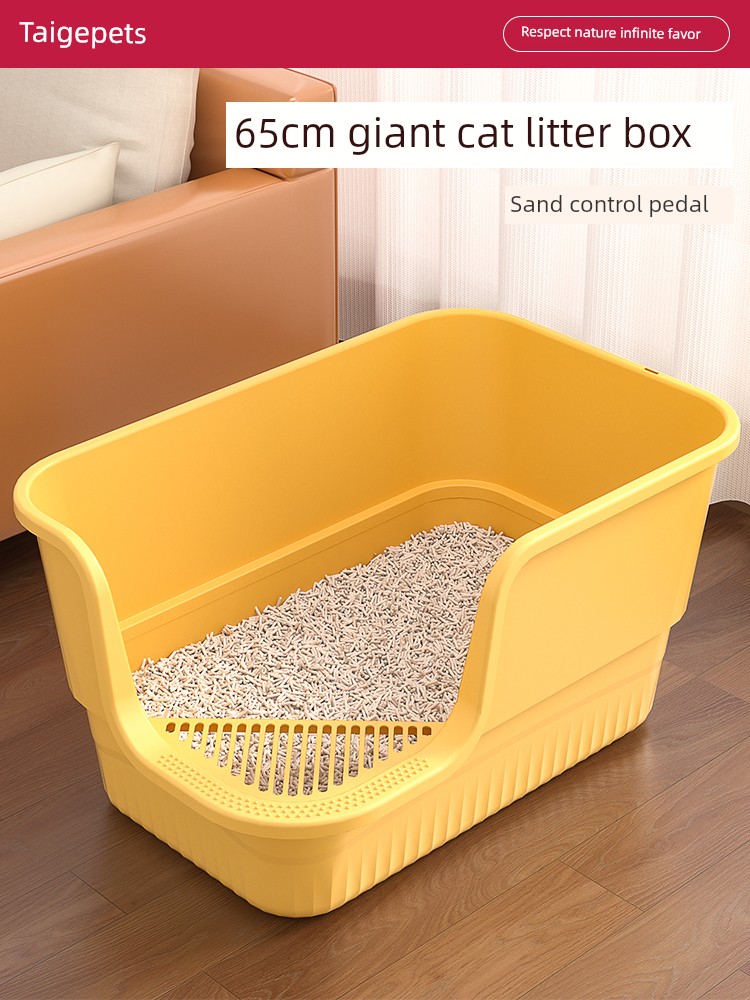 Litter Box Oversized Splash-Proof Open Cat Toilet Maine Extra Large Semi-Enclosed Giant Cat Litter Cat Litter Box