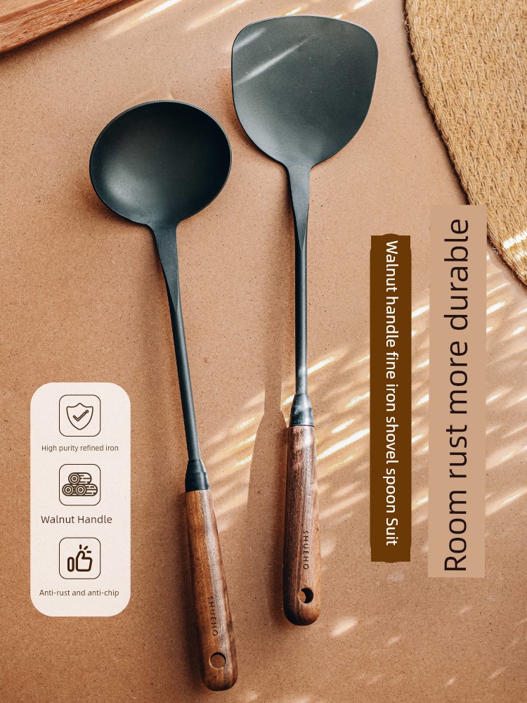 Tree Fine Iron High-End Full Set Long Handle Frying Pan Ladel