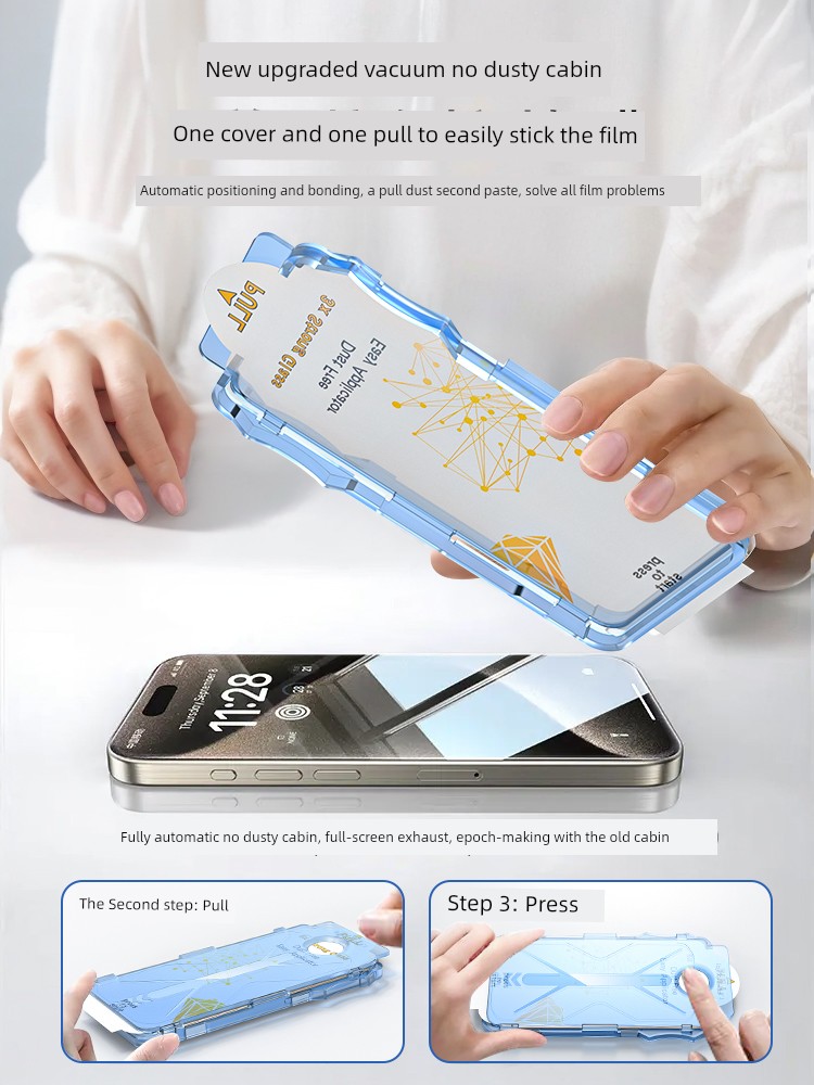 [No Dusty Warehouse Second Stickers] Suitable for Iphone16promax Tempered Film Apple 15/16 Mobile Phone Film Iphone13/14 No Dusty Warehouse 12 New Arrival HD Anti-Fingerprint 11 Peep-Proof plus