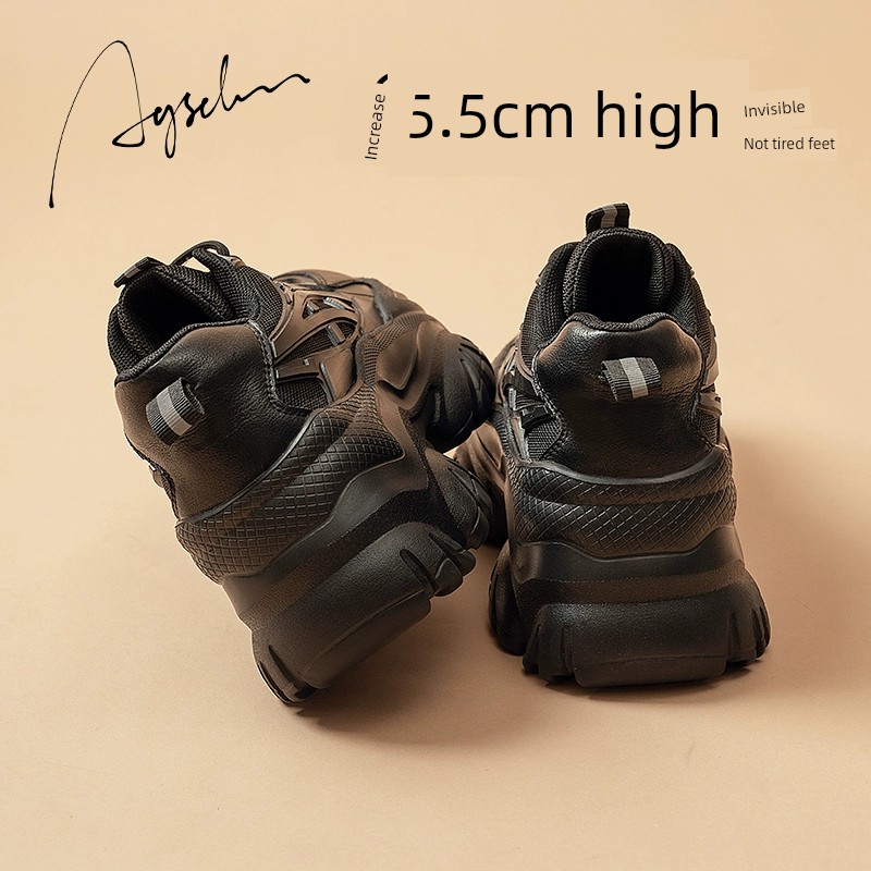 Thick Sole Black Short plus Velvet Snow Boots Dad Shoes