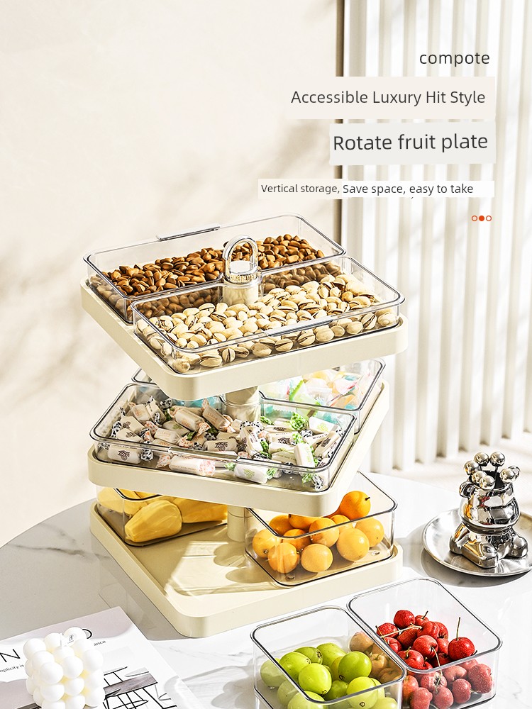 Fruit Plate Living Room Home Tea Table Snack Sugar Dried Fruit Nuts Snack Dish Dessert Storage Box Accessible Luxury High-End