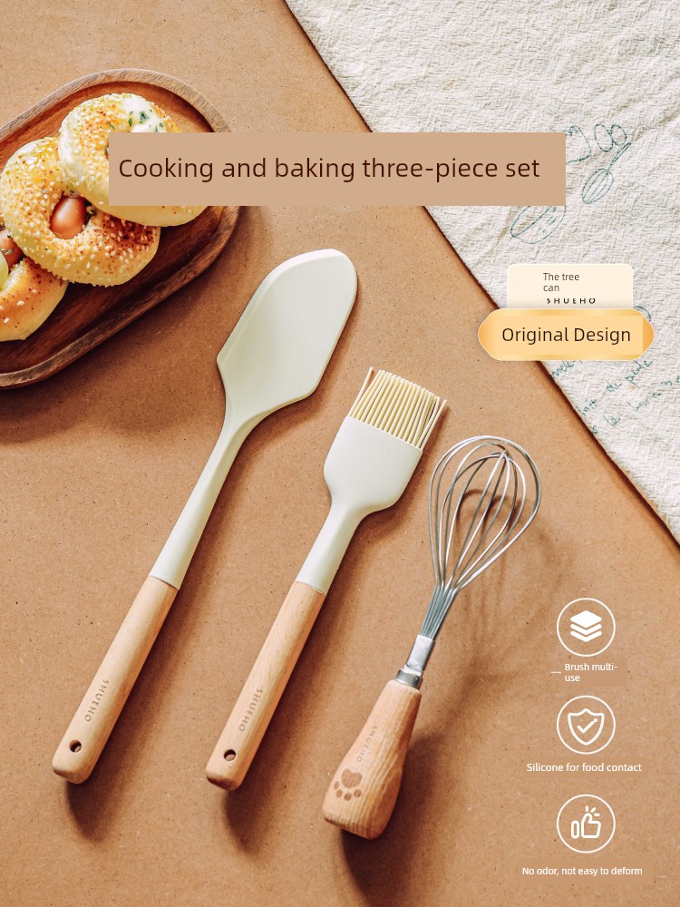 Tree Can Oil Brush Silicone Baking Three-Piece Set Brush Sauce Egg Mixture Pancake Kitchen High-Temperature Resistant Food Grade BBQ Special
