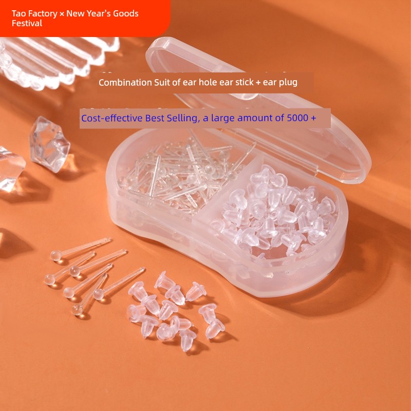 Pierced-Ear-Caring Ear Studs Ear Bar New Ear Hole Doudou Female Invisible See through Circle Sleep Removal Free Geometric Heart Shape XINGX