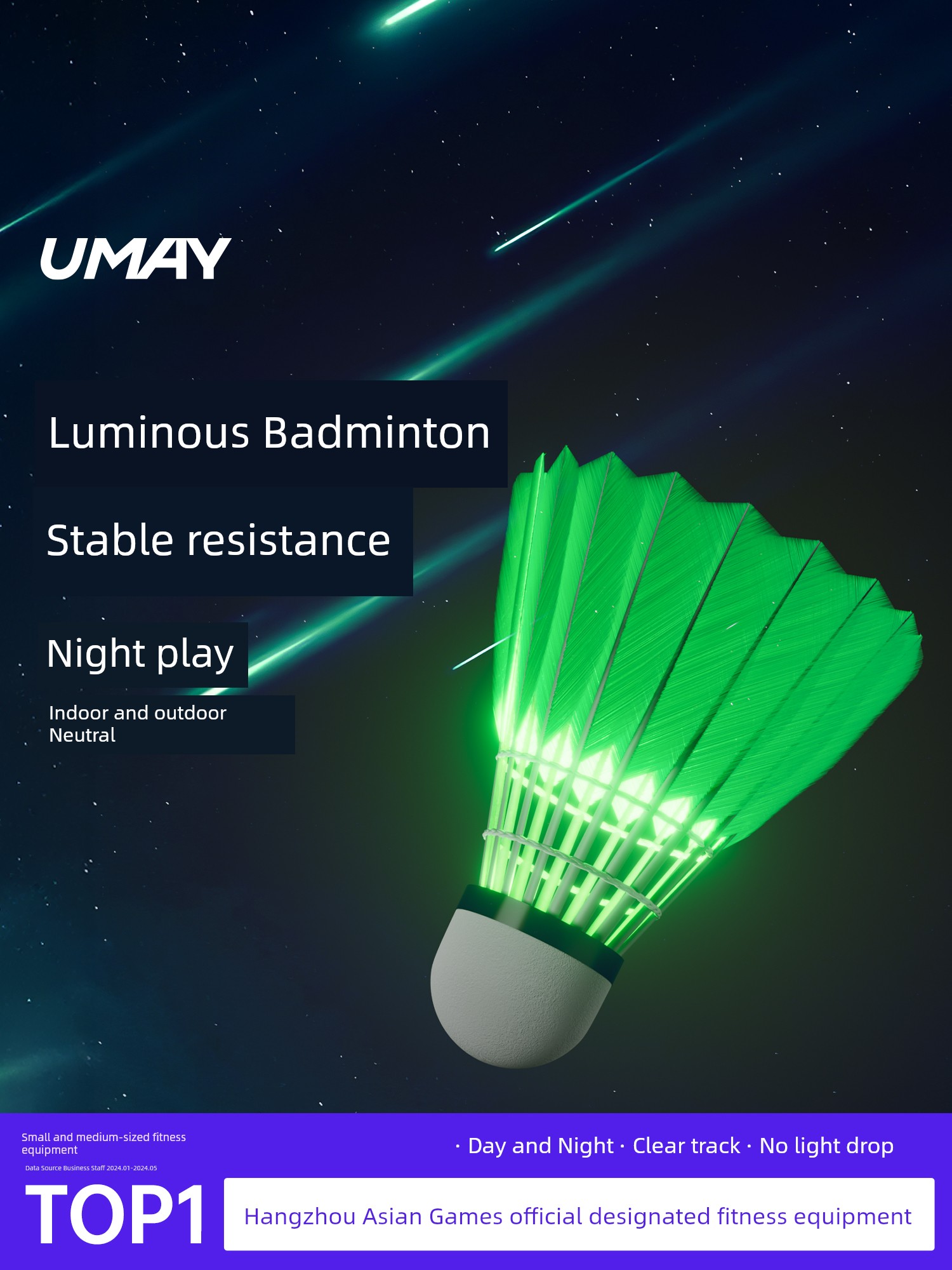 Yeejoo Genuine Goods Luminous Badminton Professional Windproof and Durable Flying Stable Nylon Plastic Outdoor Night Training Ball