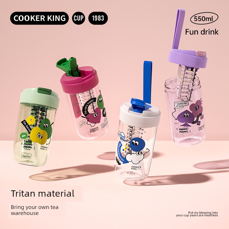 Cooker King Large-Capacity Water Cup Women with Straw Portable and Cute Summer Tea Making Large Capacity Coffee Cup Ins Style