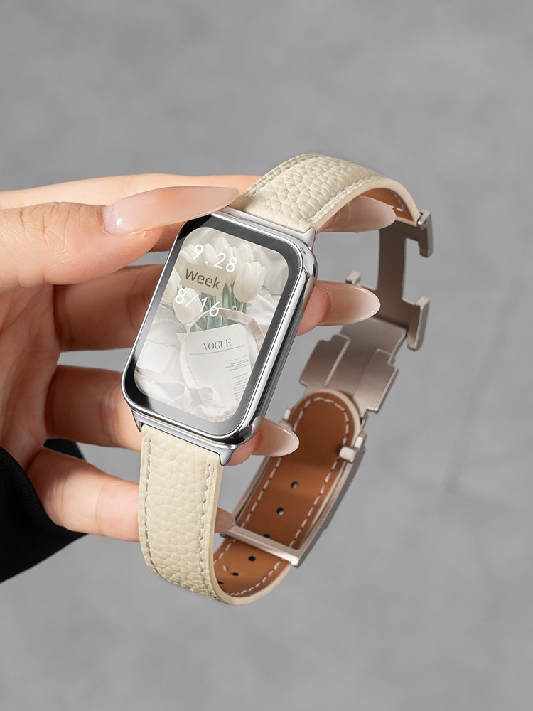Suitable for Xiaomi Bracelet 9pro Strap 8pro Watch Wristband 7pro New Arrival H Buckle Redmi Watch5 Genuine Leather 2 Sports Replacement Belt 3 Youth Version Male and Female Eight Or Nine Generation Fall and Winter Creative Accessories