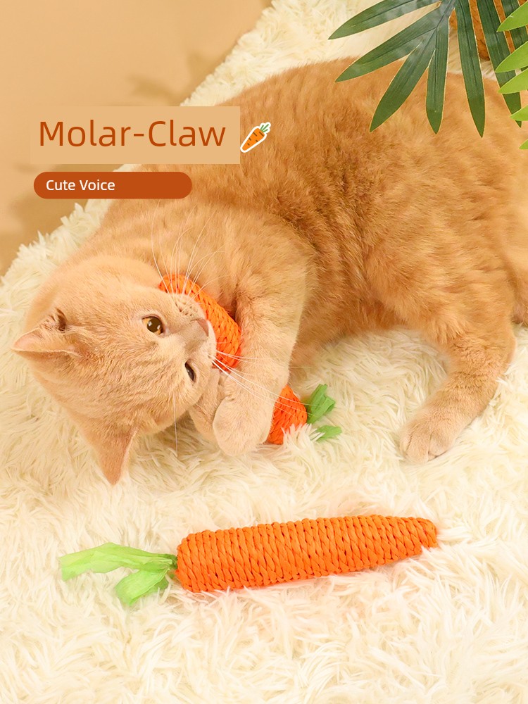 Cute Carrot Relieving Stuffy Grinding Claw with Bell Cat Toy
