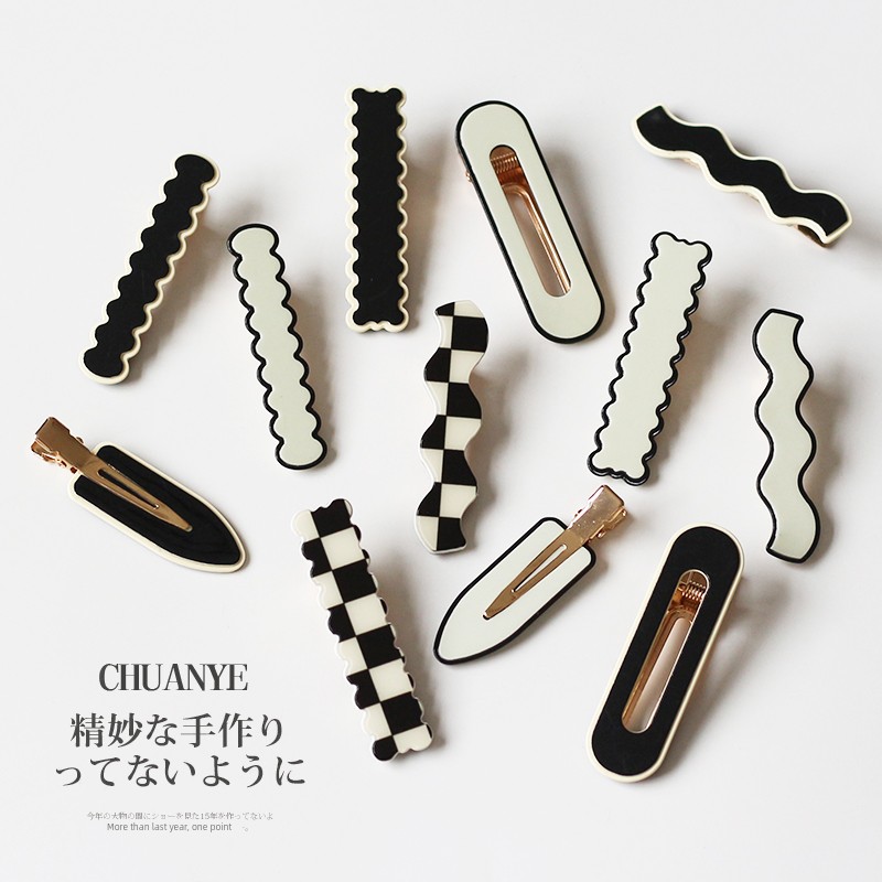 Kawano Chessboard Grid Seamless Side Internet Celebrity Fringe Hairpin