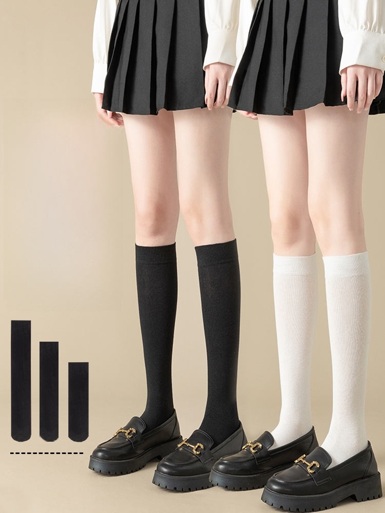 JK White Tube Velvet Spring and Summer Shaping Calf Socks