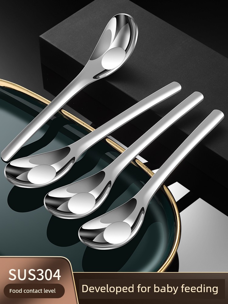 304 Food Grade Stainless Steel Ingot Spoon For Home Spoon Baby Eating Spoon Oven Mitts Spoon Children Spoon Small Spoon M