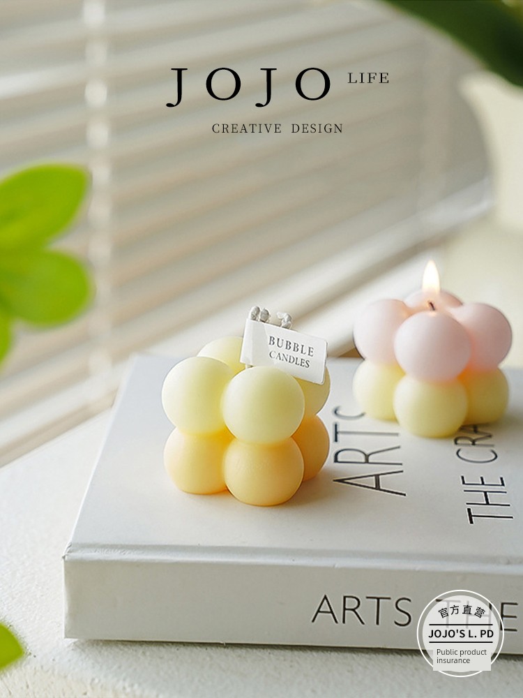 Jojo's L. Pd. Mr. Grocery. Creative Gradient Small Rubik's Cube Aromatherapy Candle Gift Gift | QIA Pomelo