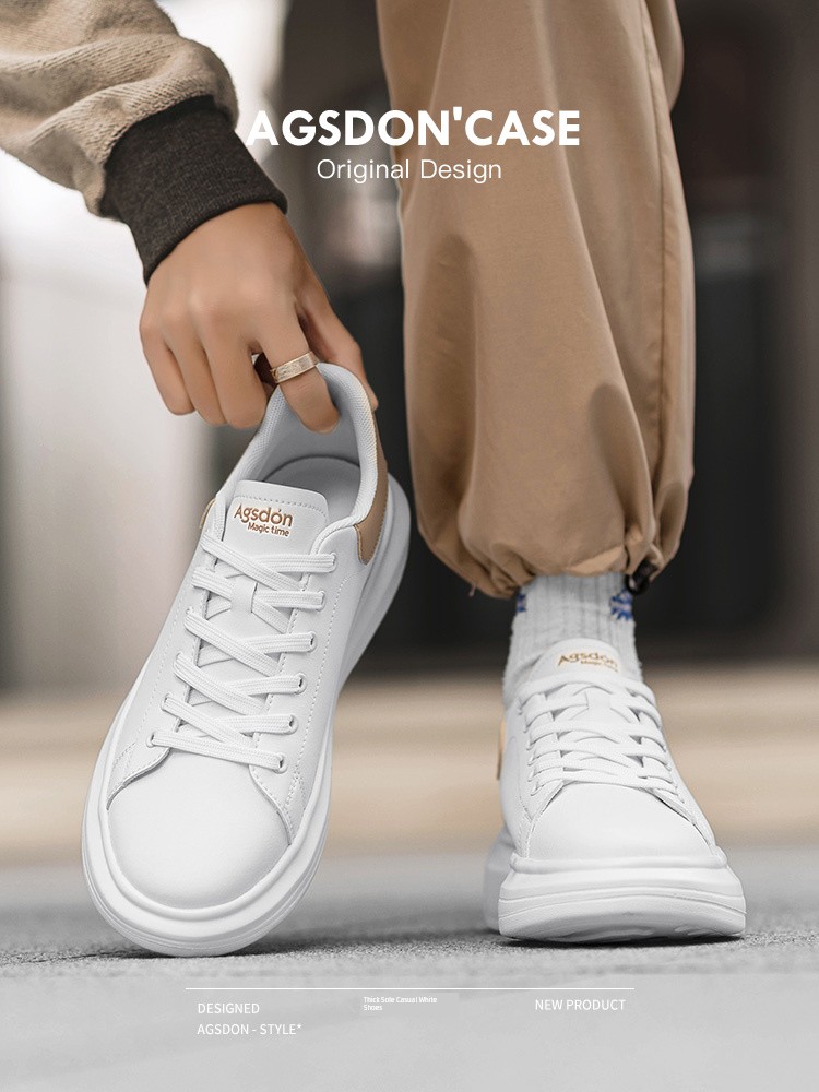 Augusto White Shoes Men 2025 New Casual Board Shoes Men Platform Men's Shoes Spring Heightened Shoes Men