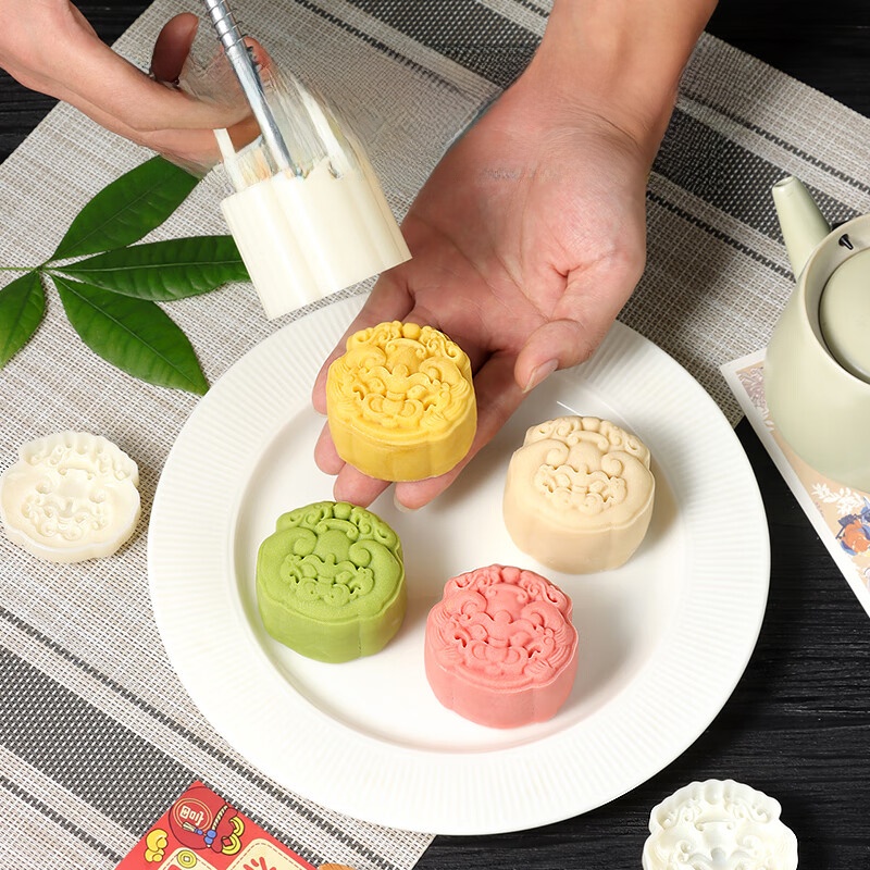 BJ Hand-Pressed Mid-Autumn Moon Cake Mold Dessert Mung Bean Pastry Embossing Mold 2 Cartoon Three-Dimensional Laminate