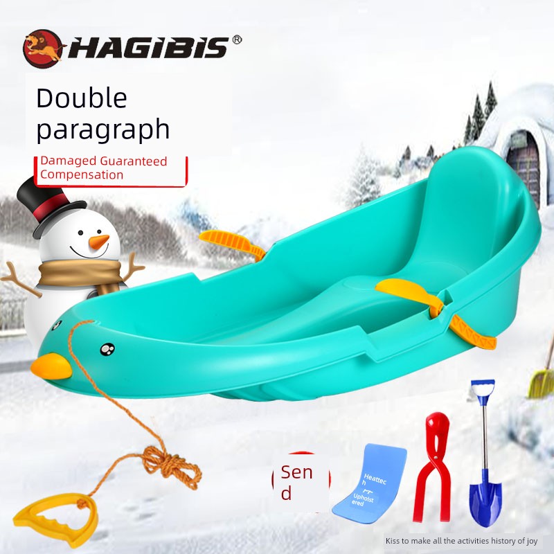 Double Thick Wear-Resistant Snowboard with Brake Sledge