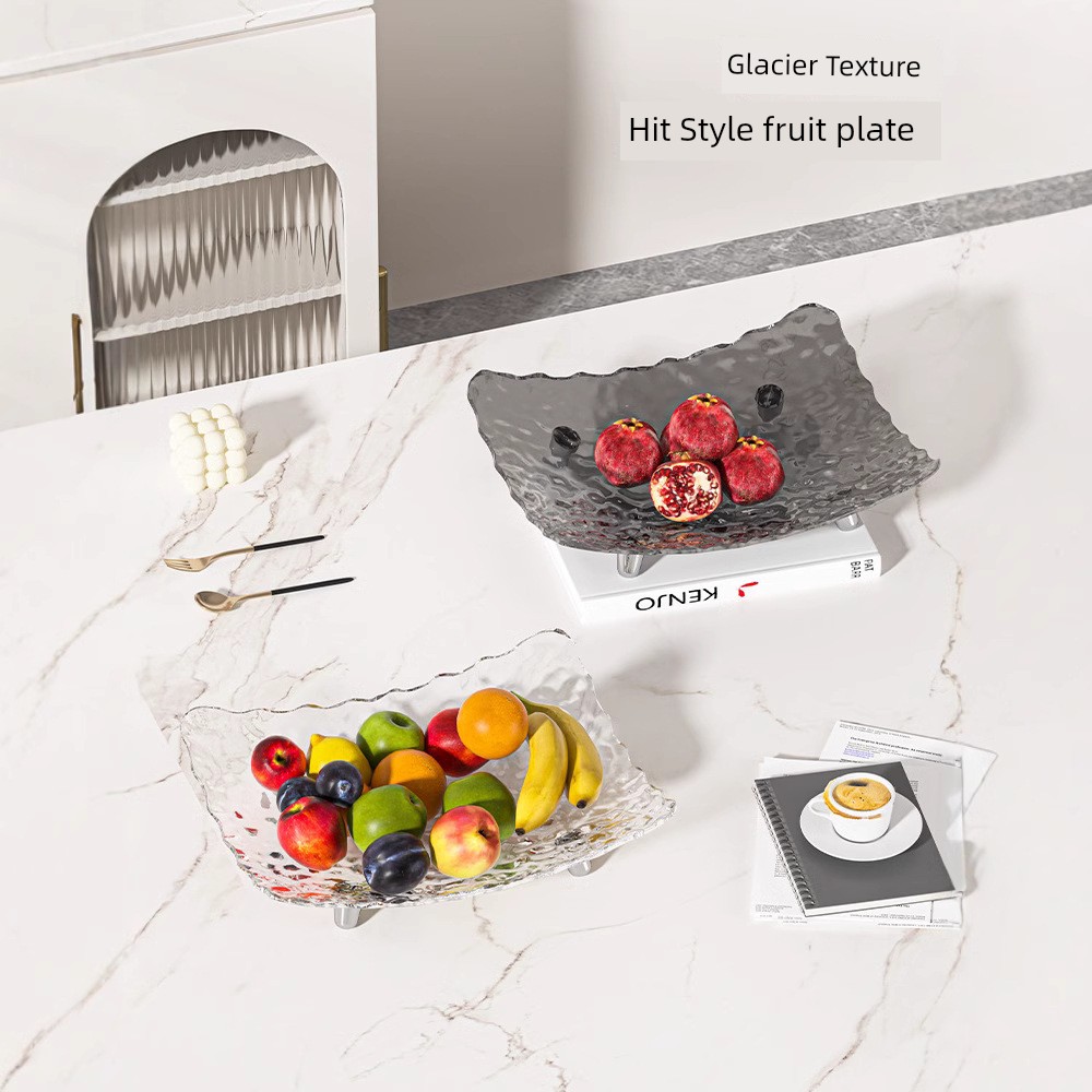 For Home European Style Good-looking Glacier Texture Fruit Plate Nordic Style Living Room Coffee Table Snack Dried Fruit Plastic Storage