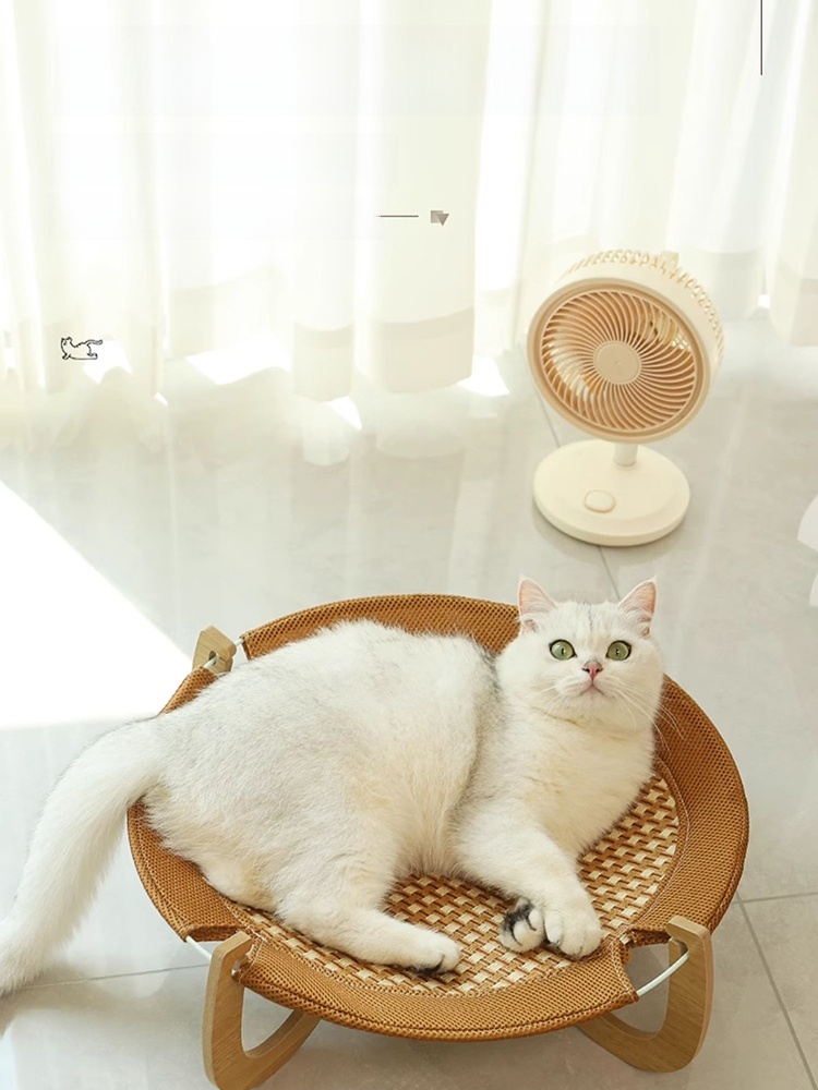 Rattan Cradle Pet Summer Wooden Cat Nest
