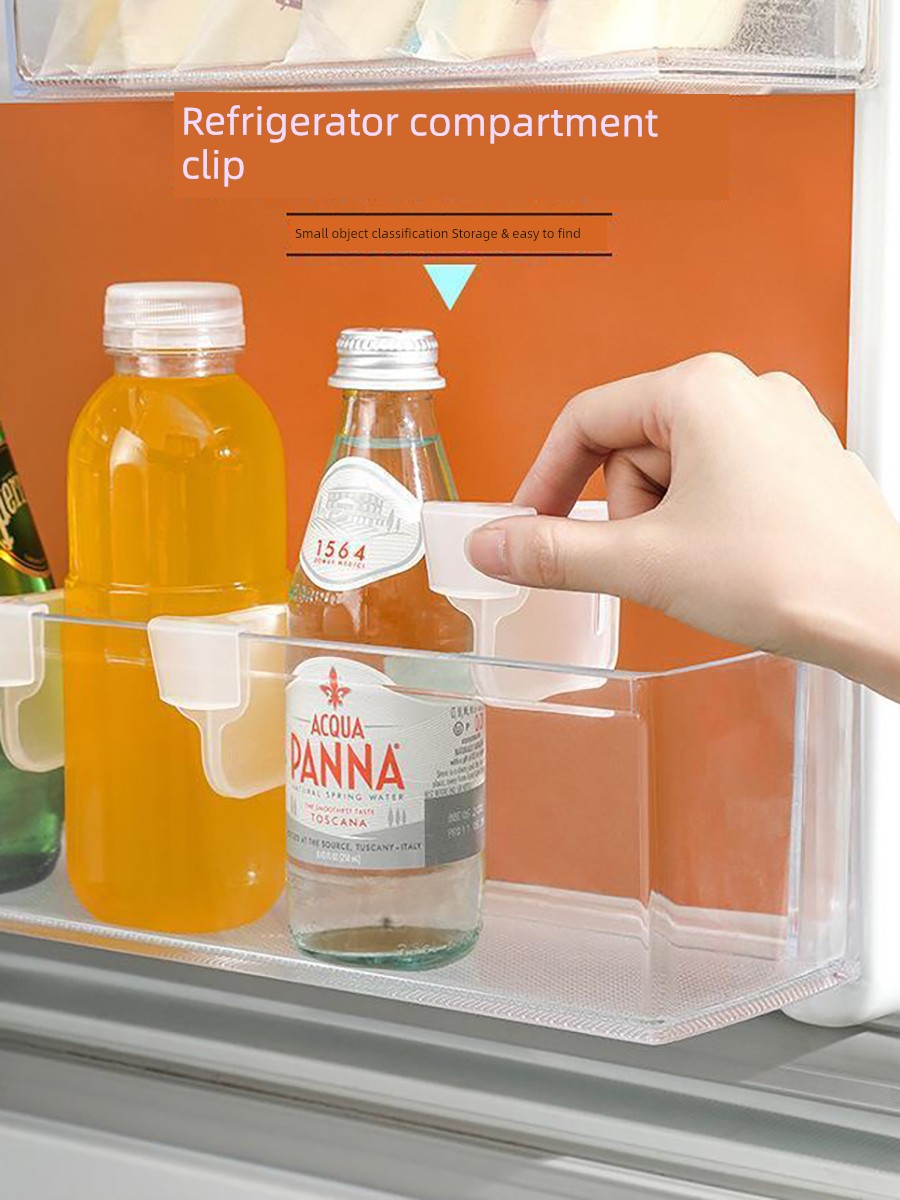 Refrigerator Storage Compartment Clip Freezer Side Door Shelf Partition Multi-Functional Storage Partition Plate For Home Refrigerator Storage