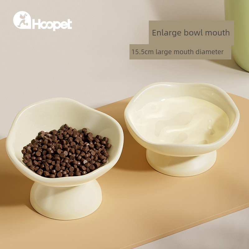 Cat Bowl Ceramic Cat Food Holder Cat Rice Bowl Cat Food Bowl Tall Feet Dog Bowl Anti-Tumble Drinking Bowl Pet Rice Basin Kittens