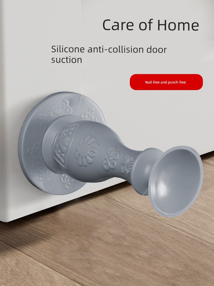 Creative Door Stopper Punch-Free Suction Cup Door Stopper Anti-Collision Suction Silicone Door Top Blocking Toilet Door Stopper Floor Knob Collision Pad