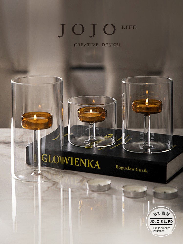 Jojo's L. Pd. Light. Romantic Candlestick Decoration Props Scandinavian Small Romantic Glass | Green Light