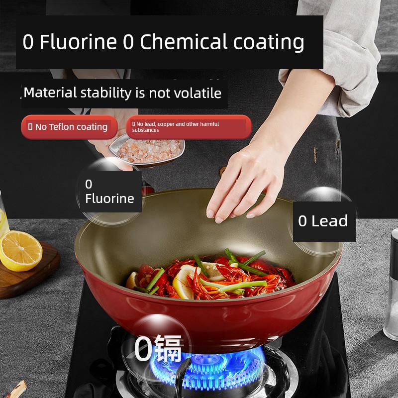 Сковорода Cooker King Titanium Uncoated Non-Stick Pan, с защитой от накопления масла, невыпуклая, с лопаткой, без фтора, женская, легкая